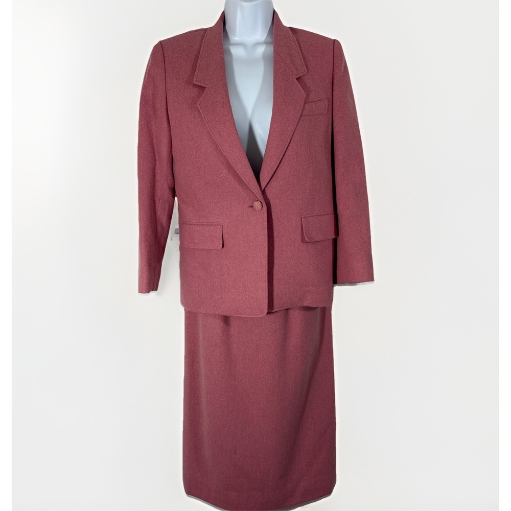 Vintage Korean Dressmaker Pink Wool Skirt Suit Women's Blazer & Skirt Set